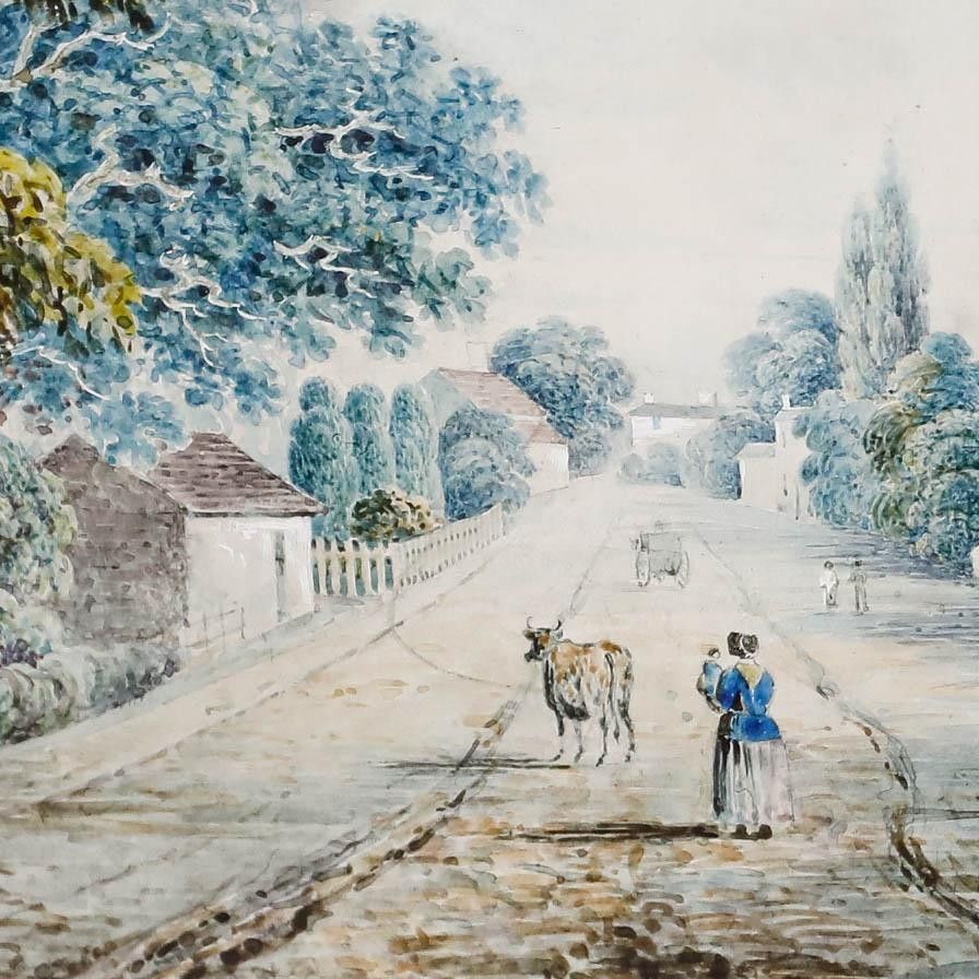 19th Century Watercolour View Along The Street photo 250.0