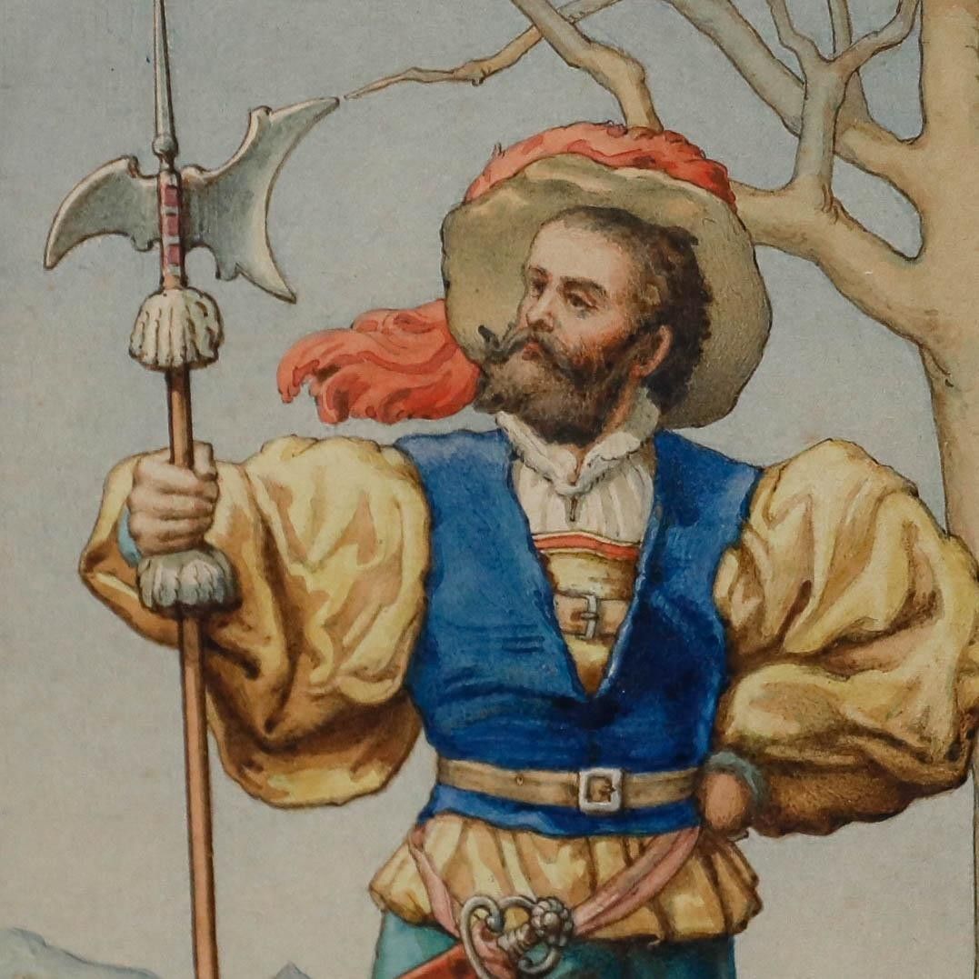 Joseph Besnard (1834 1905) Framed Late 19th Century Watercolour, The Guardsman photo Art