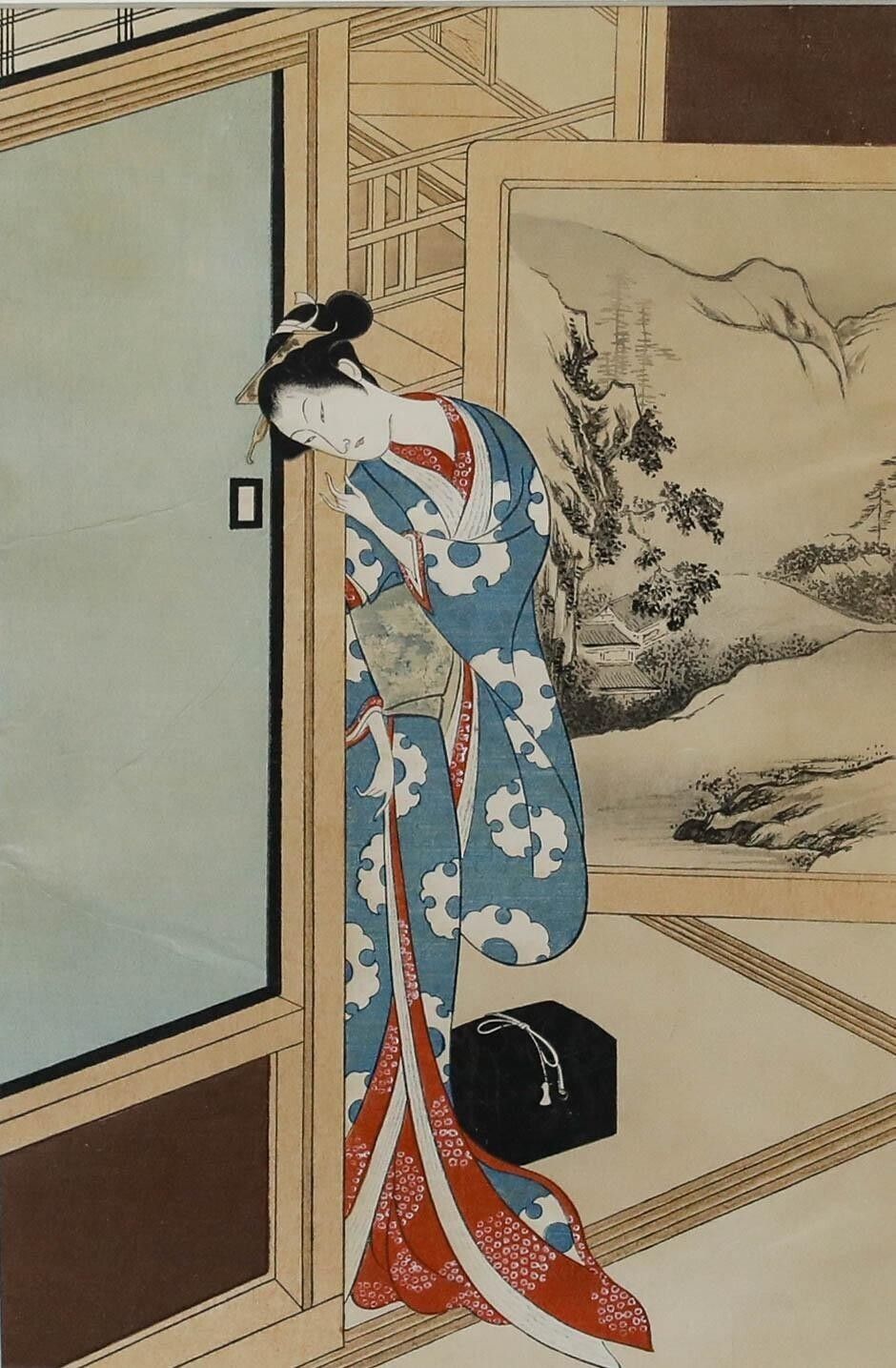 Kokan Shiba (1747 1818) Framed Japanese Woodblock, A Beauty photo furniture