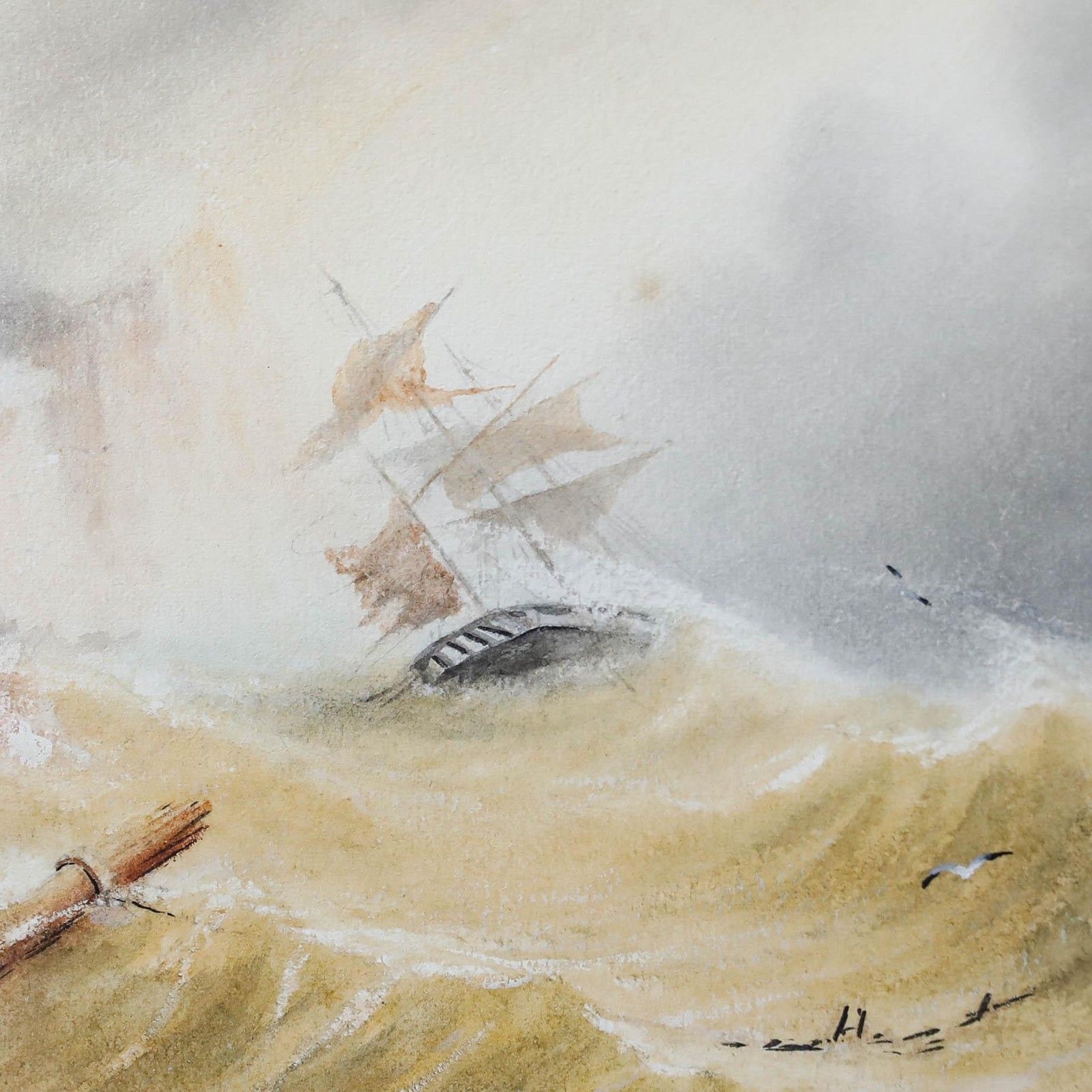 Joseph Eaman (1853 1907) Framed Watercolour, Ship Near Flamborough Head photo Art