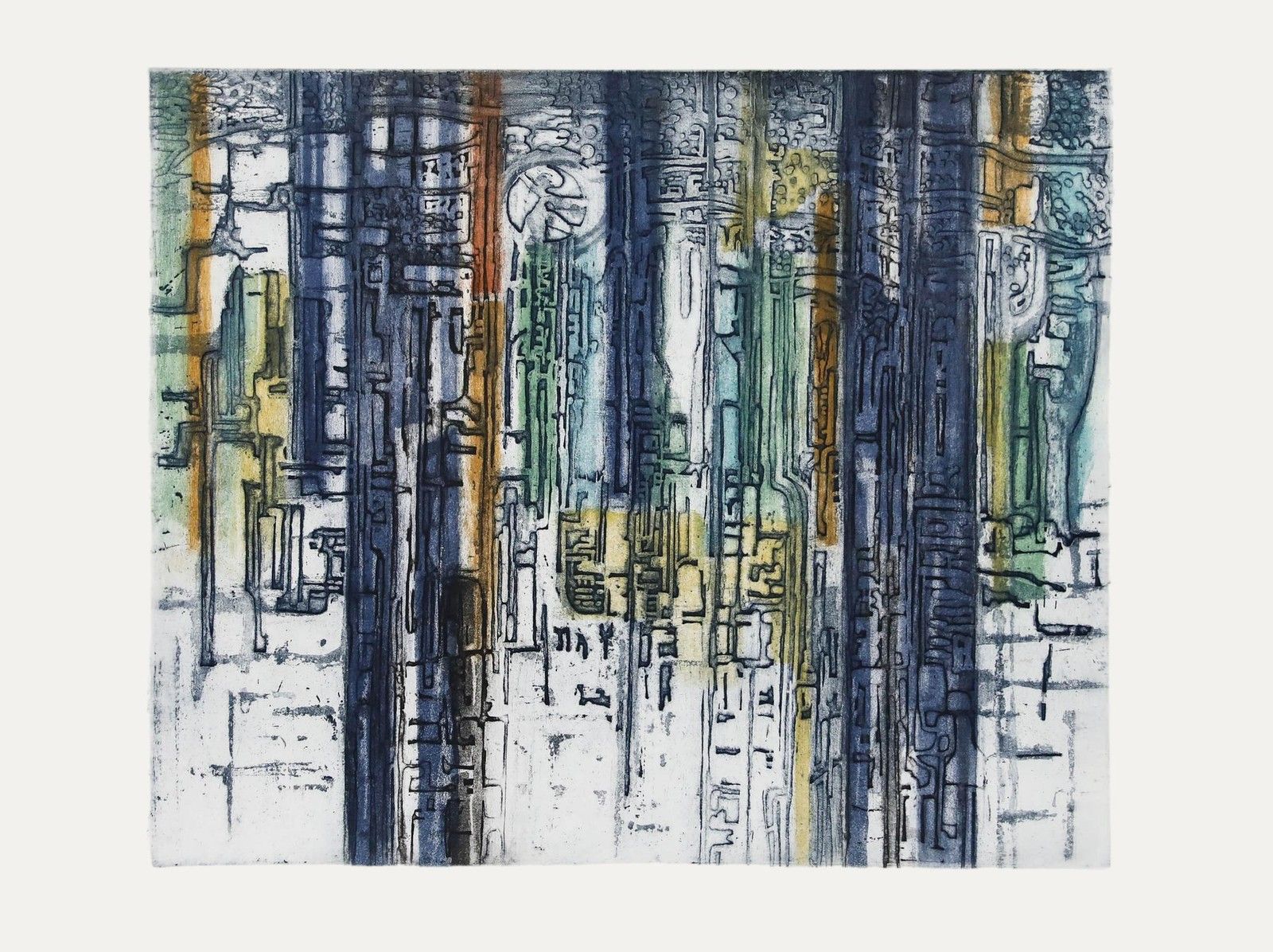 Betty Connal Peebles (1935 1999) 20th Century Collagraph, Chien Et Loup