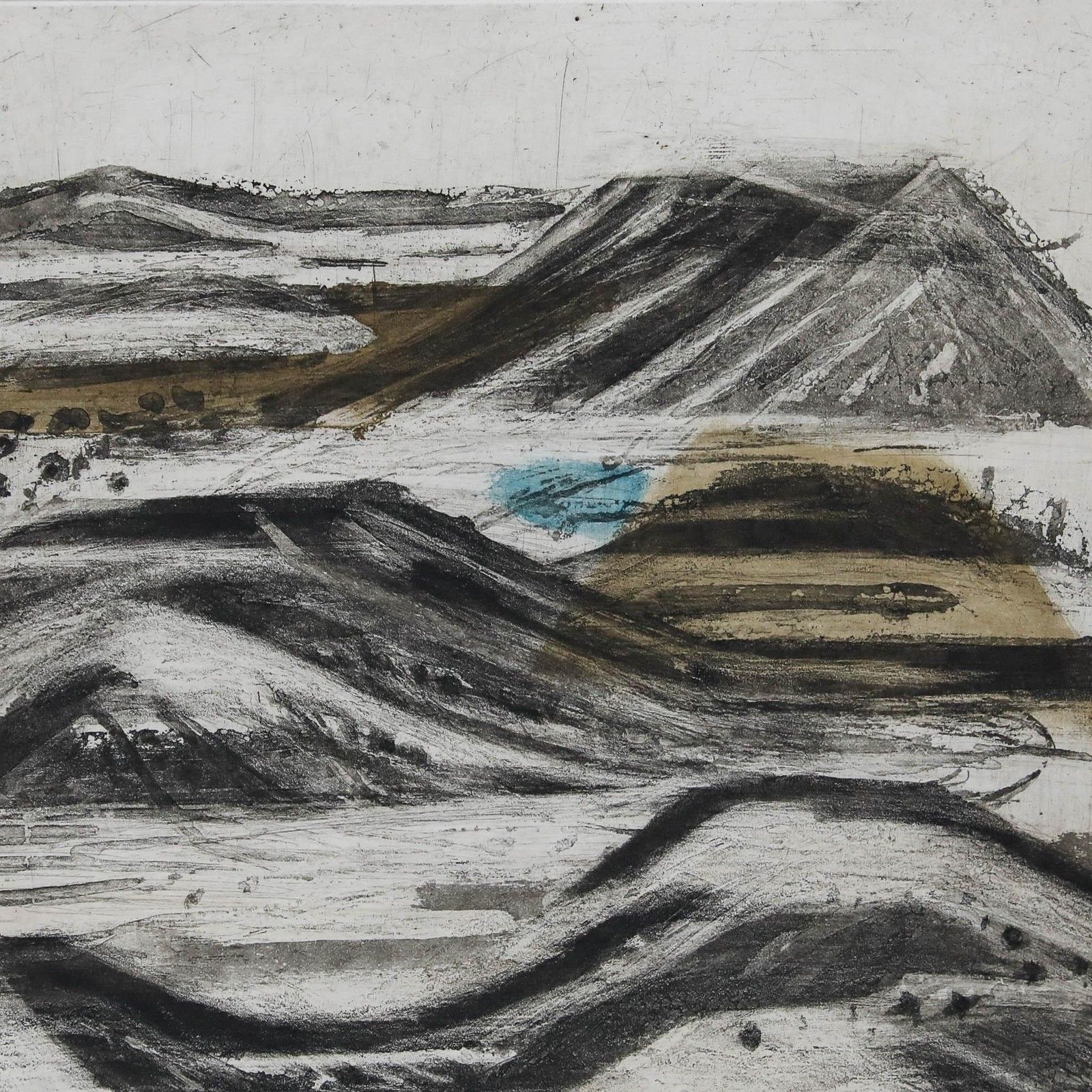 Betty Connal Peebles (1935 1999) 20th Century Collagraph, Abstract Mountains photo for sale