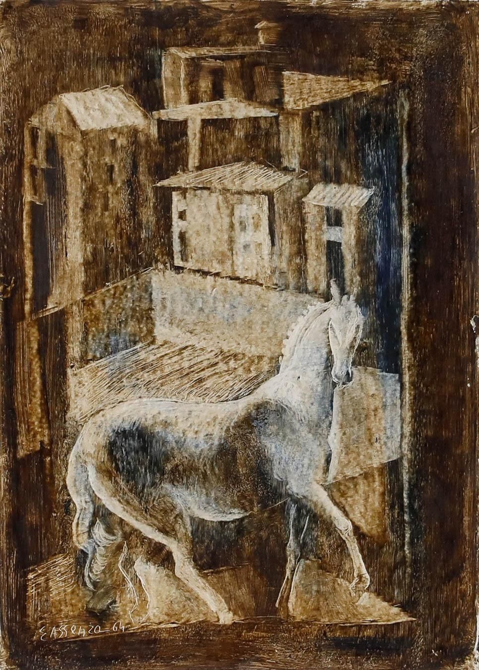 E. Assenza 1964 Acrylic, White Horse photo furniture