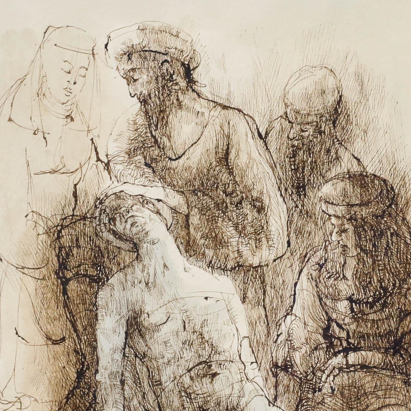 Wolfgang Hackel (1943 2002) Framed Ink Drawing, The Passion Of Jesus photo Art