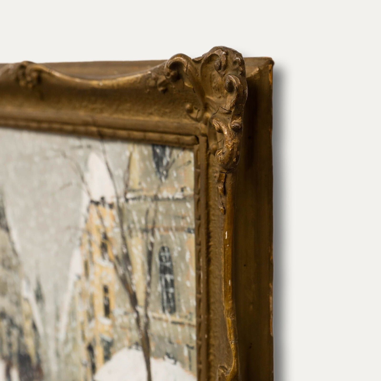 Framed Mid 20th Century Oil Snowy Day In Paris photo 450.0