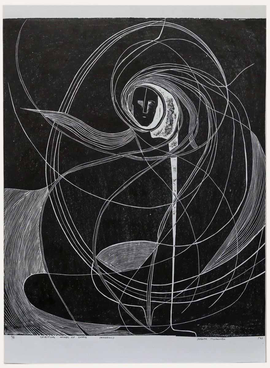 Joseph Muzondo (B.1955) 1993 Woodcut, Spiritual Winds Of Shave