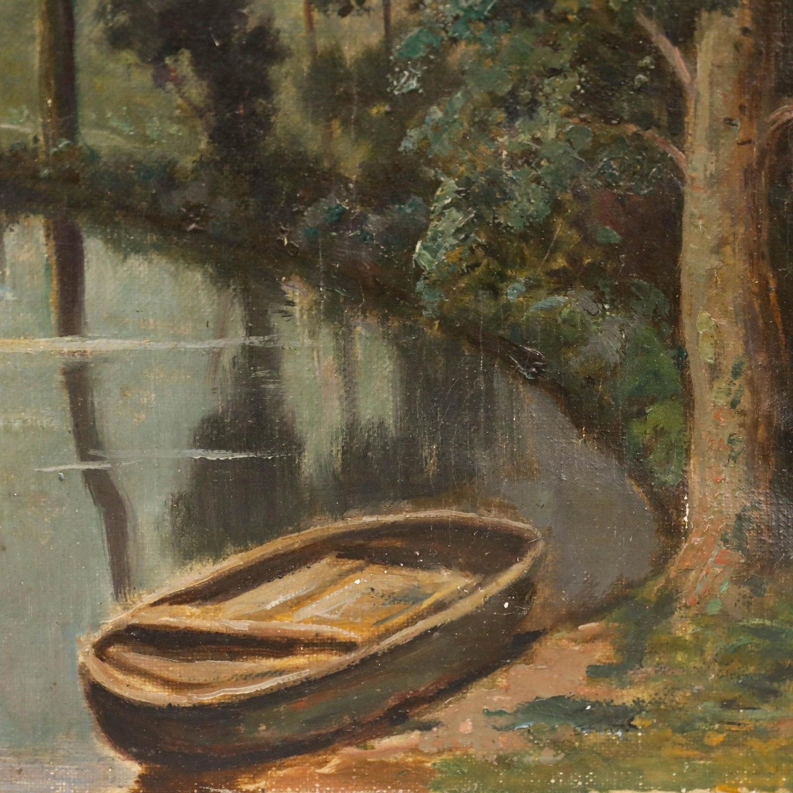 F. Mulley Early 20th Century Oil, Dusk Over The River photo vinterior