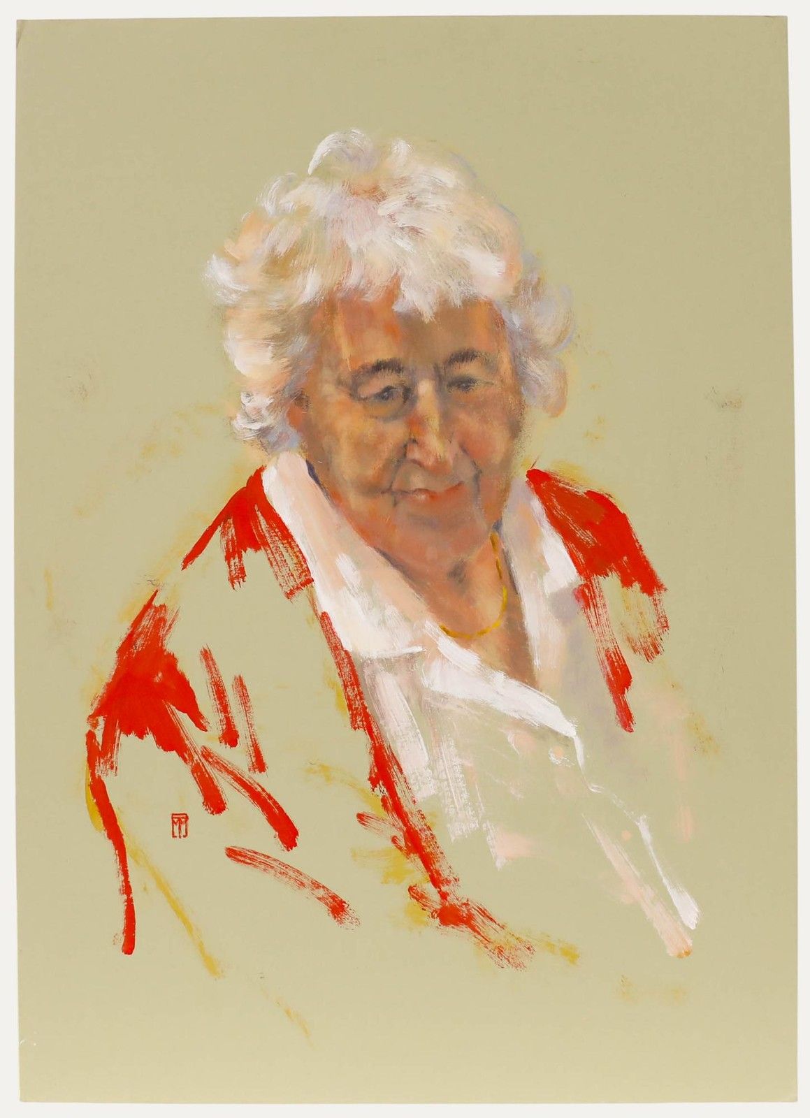 Wendy Trinder (1942 2020) 20th Century Oil, Portrait Of A Woman In Red