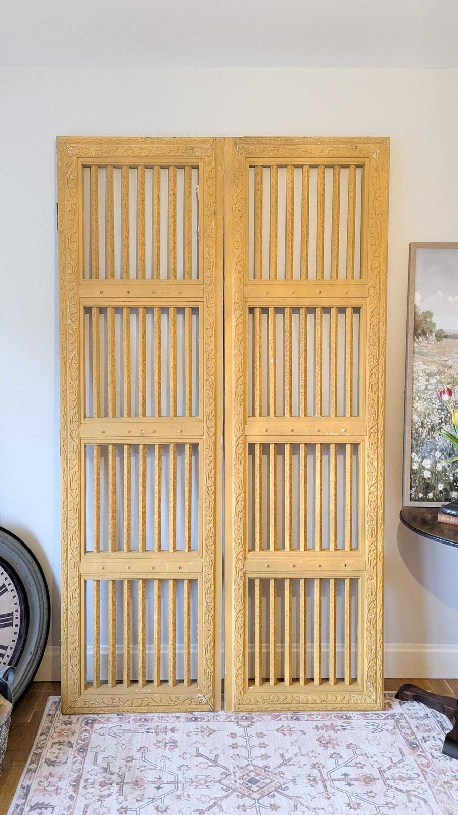 2 X Tall, Rustic, Reclaimed, Yellow Indian Doors With Bars (Sold As A Pair) photo furniture