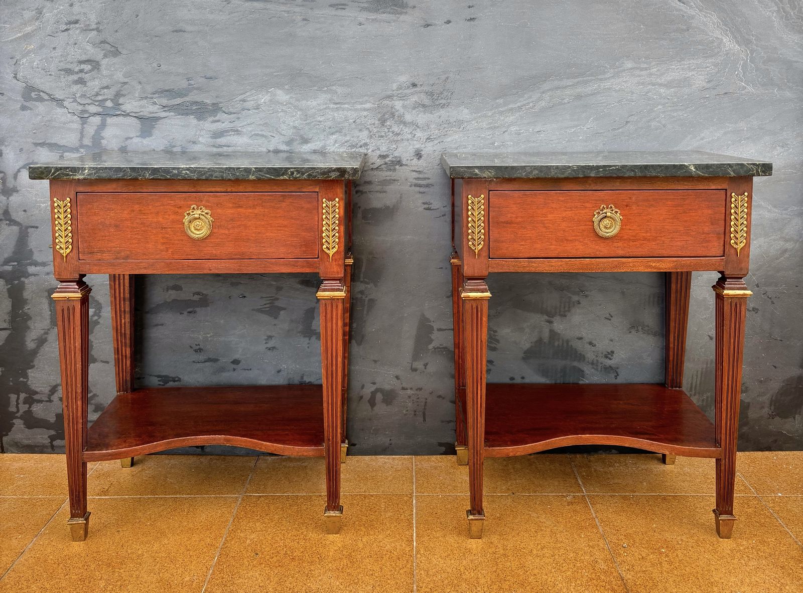 Pair Of French Louis XVI Style Nightstands With Marble Tops, Early 20th Century photo 3120.0