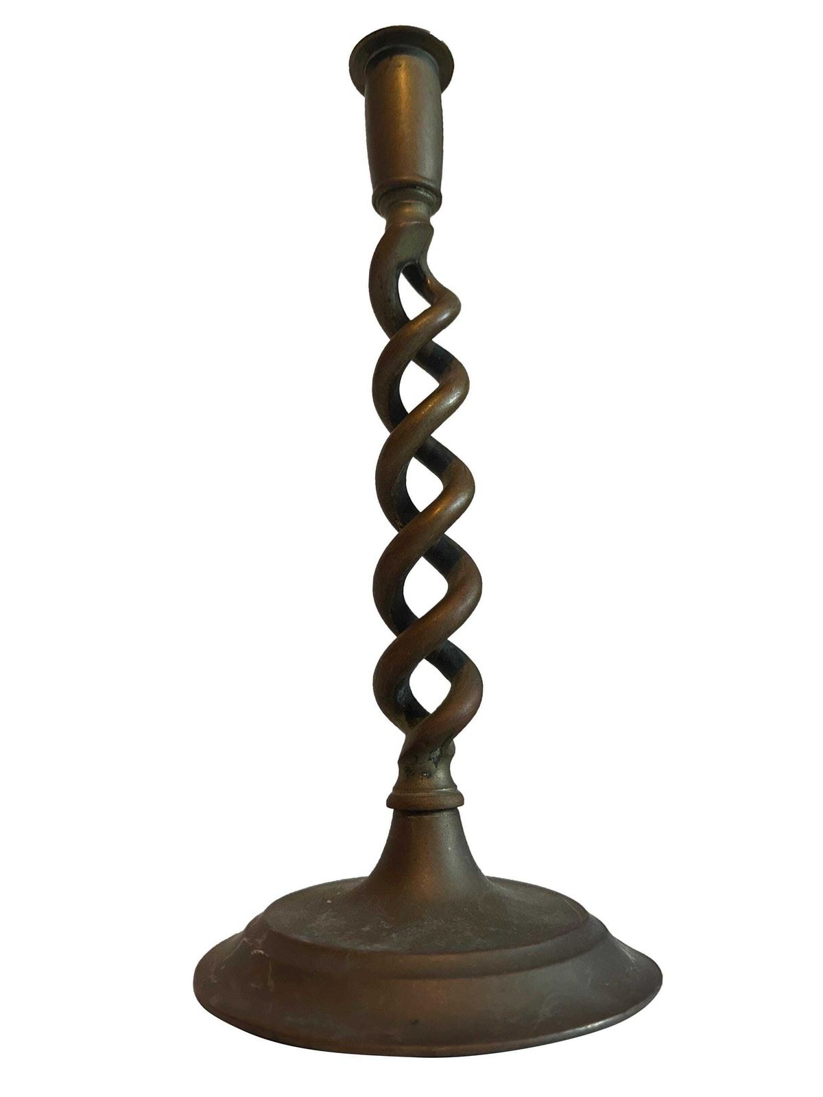 Large Pair Victorian Brass Candlestick Holders   Late 19th Century Open Barley Twist Design photo buy