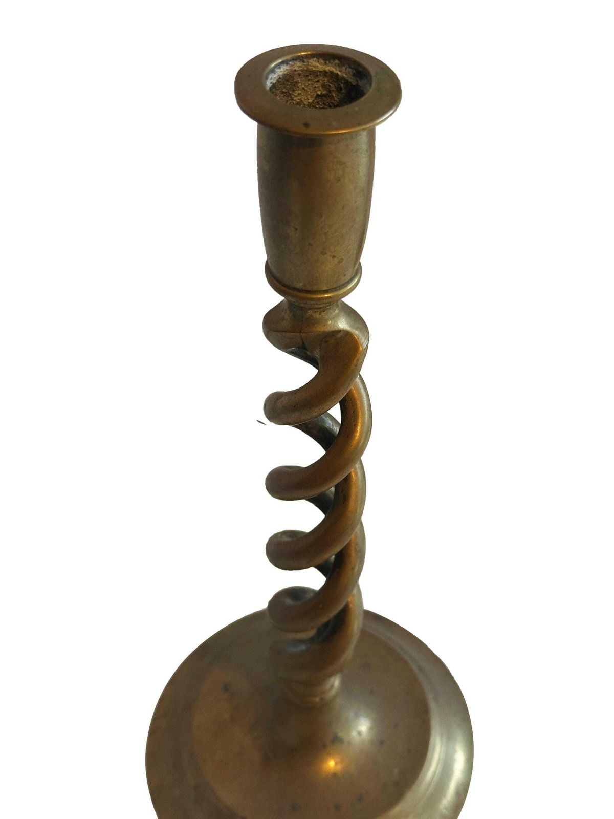 photo for sale Large Pair Victorian Brass Candlestick Holders   Late 19th Century Open Barley Twist Design