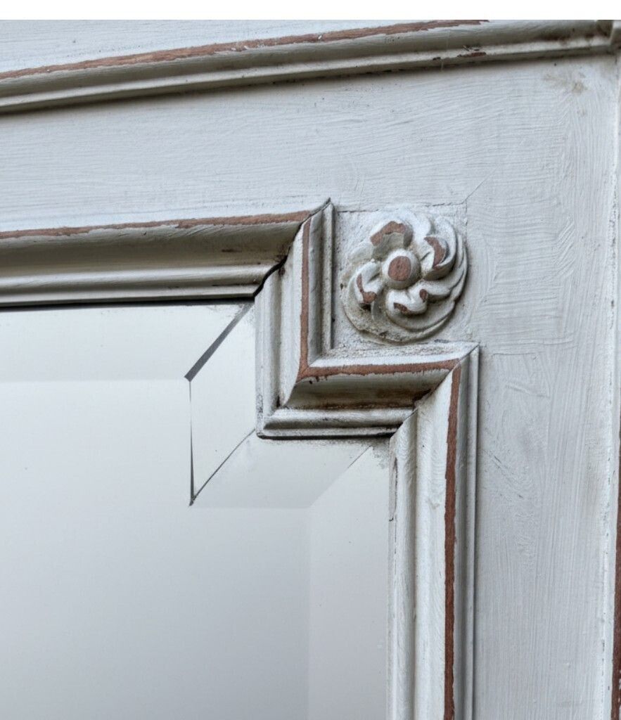 A Large French Full Length 1880s Painted Over Mantle Mirror With Original Shaped Bevel photo buy