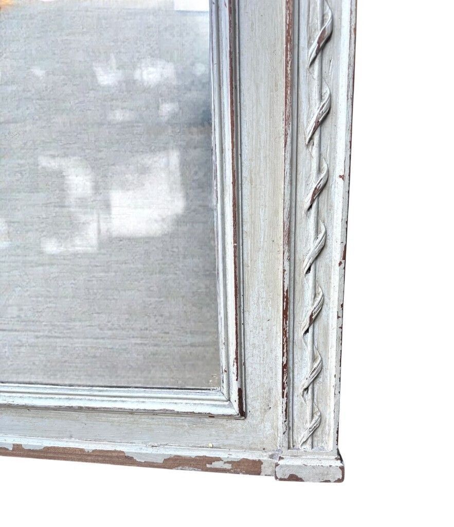 1585.0 A Large French Full Length 1880s Painted Over Mantle Mirror With Original Shaped Bevel photo