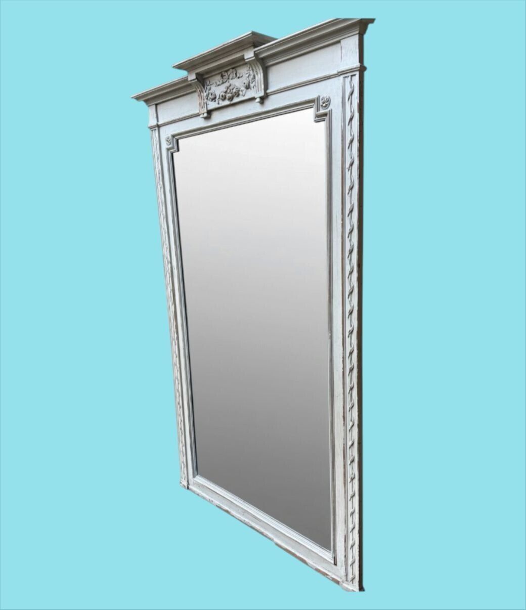 photo vinterior A Large French Full Length 1880s Painted Over Mantle Mirror With Original Shaped Bevel