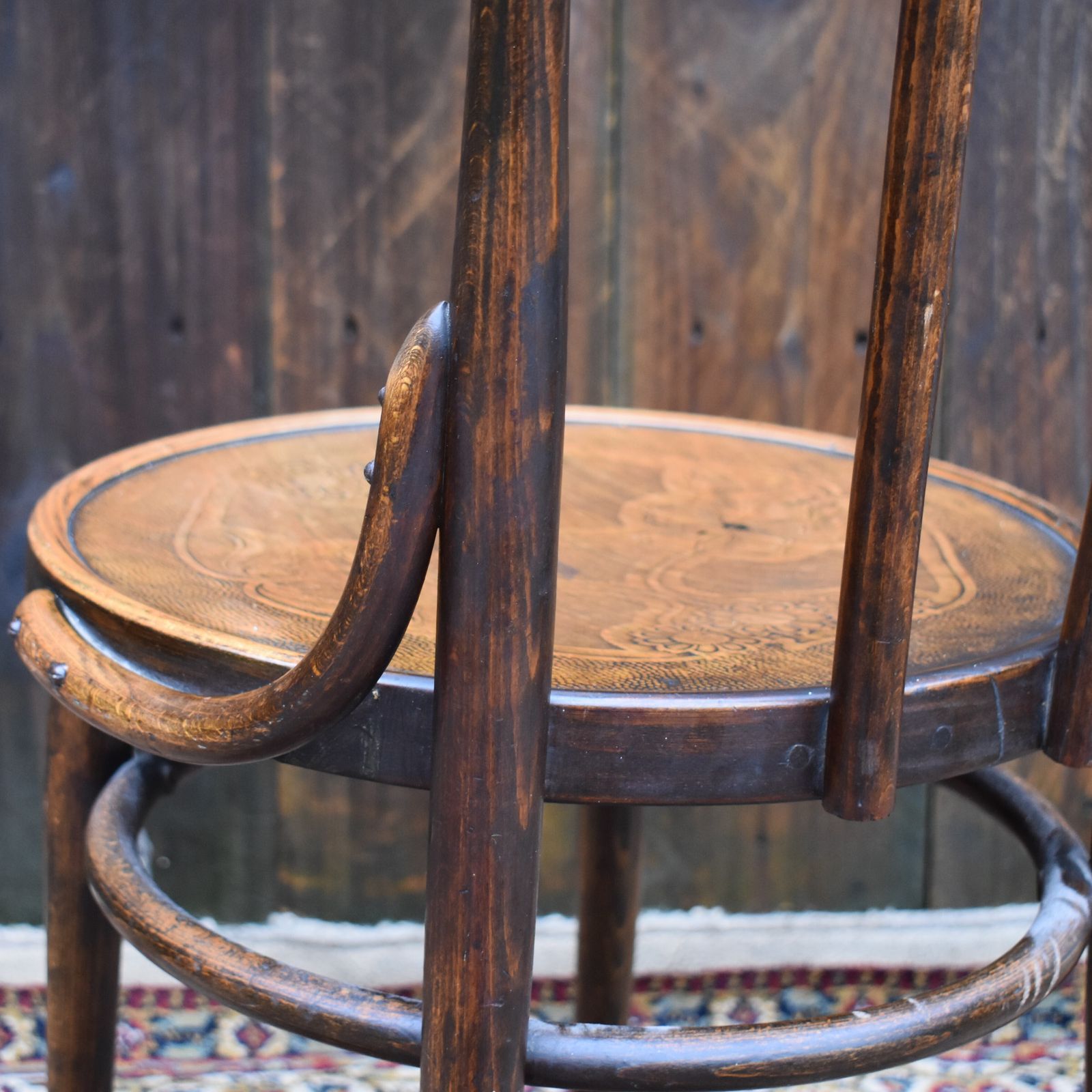 Antique 1920s Thonet Style Beech Bentwood Art Nouveau Embossed Bistro Cafe Chair photo Furniture