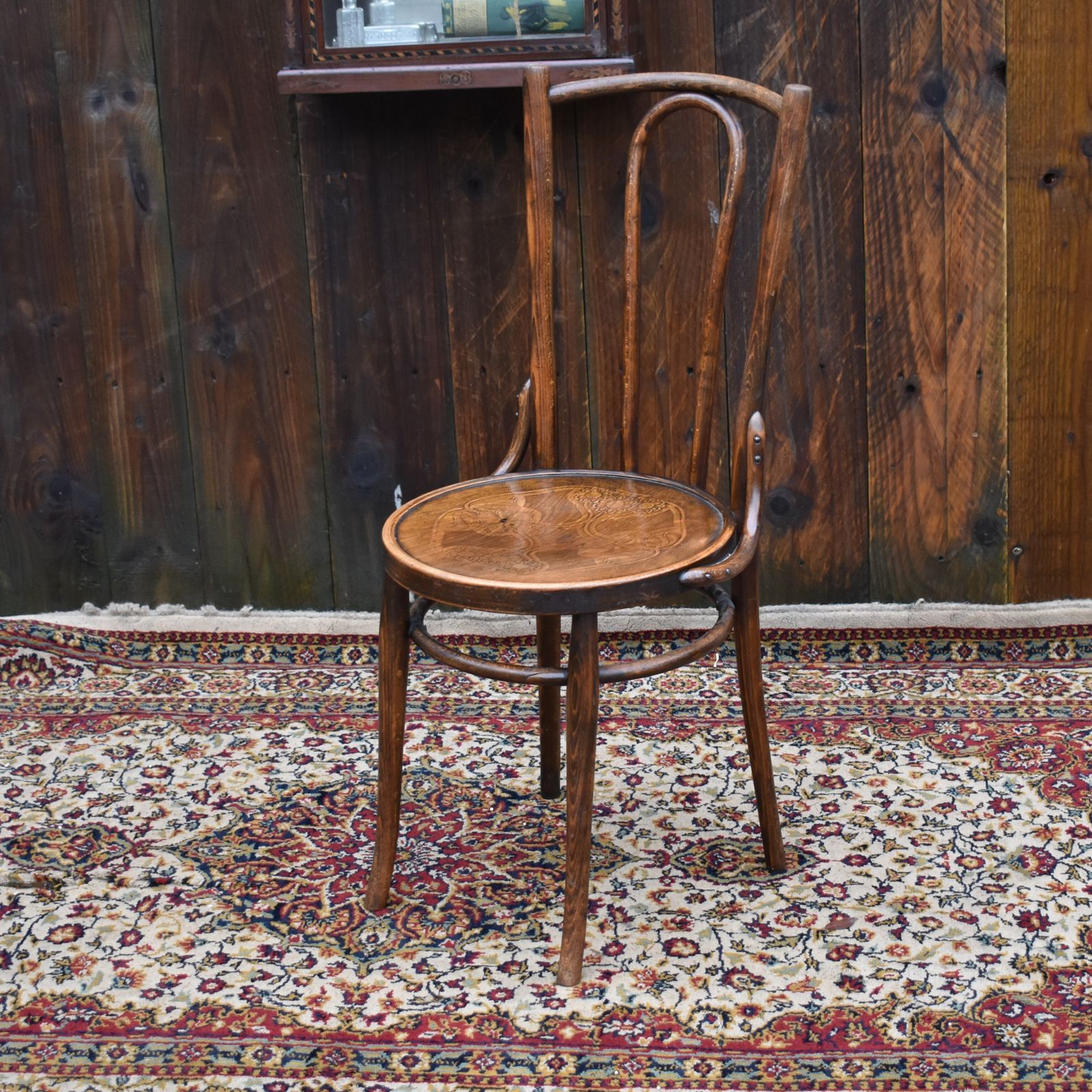 Antique 1920s Thonet Style Beech Bentwood Art Nouveau Embossed Bistro Cafe Chair photo vinterior