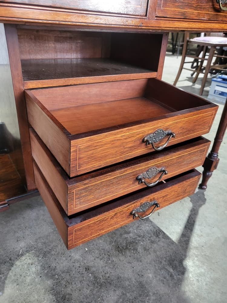 Antique Edwardian Inlaid Rosewood Small Writing Desk Table Drawers photo buy