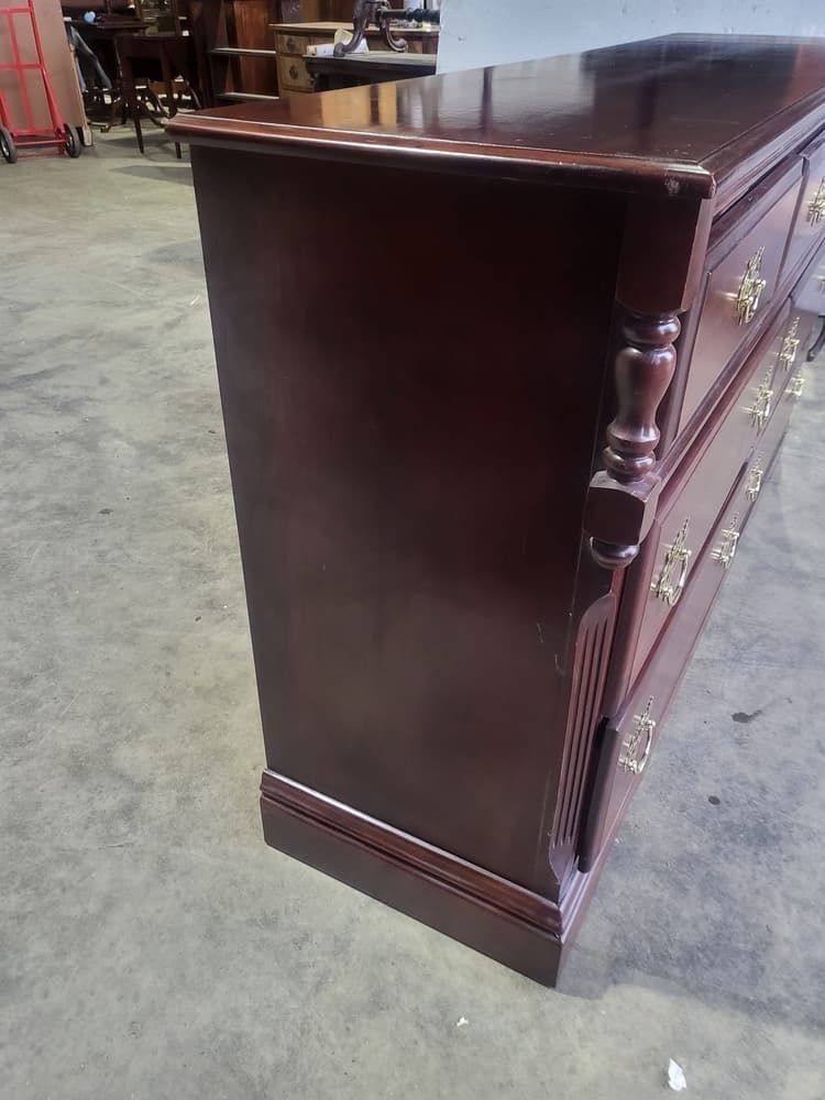 photo furniture Antique Repro Low Long Chest Of Drawers 3 Over 4