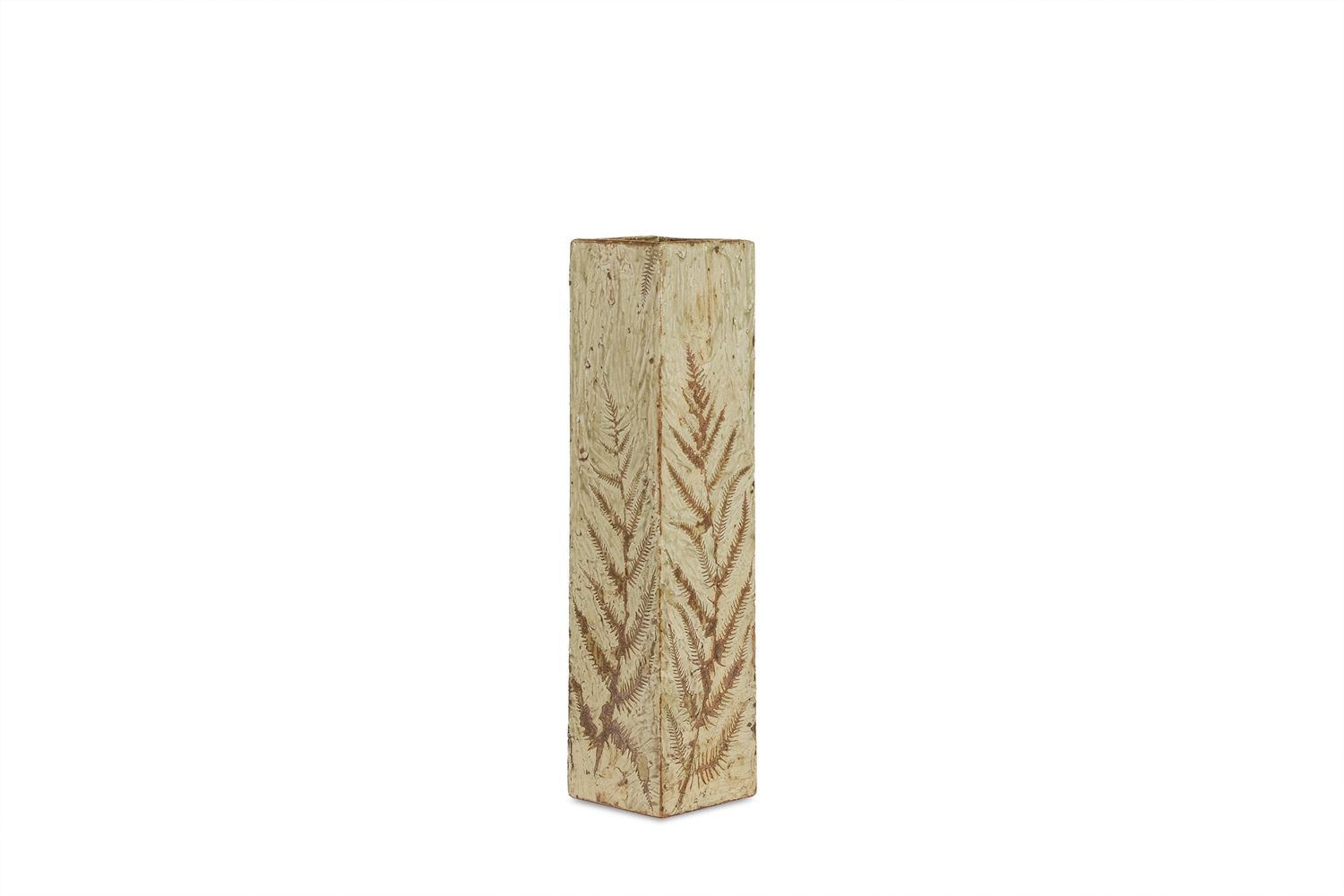 Brutalist Style Stoneware Vase With Plant Decoration. 1970s.