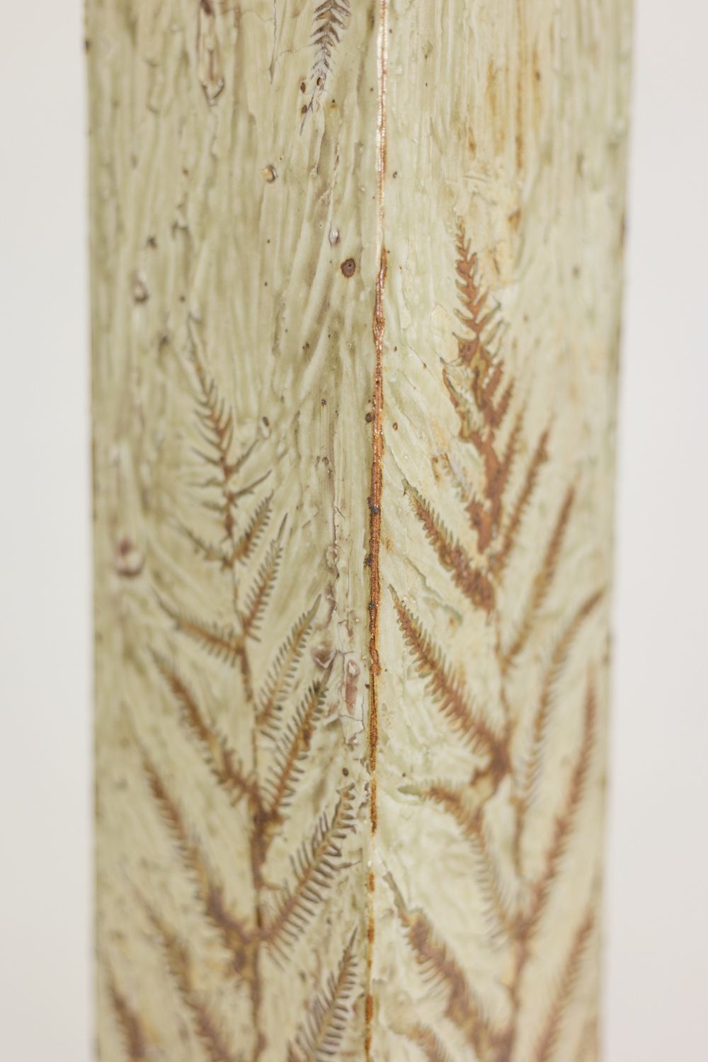 Brutalist Style Stoneware Vase With Plant Decoration. 1970s. photo vinterior