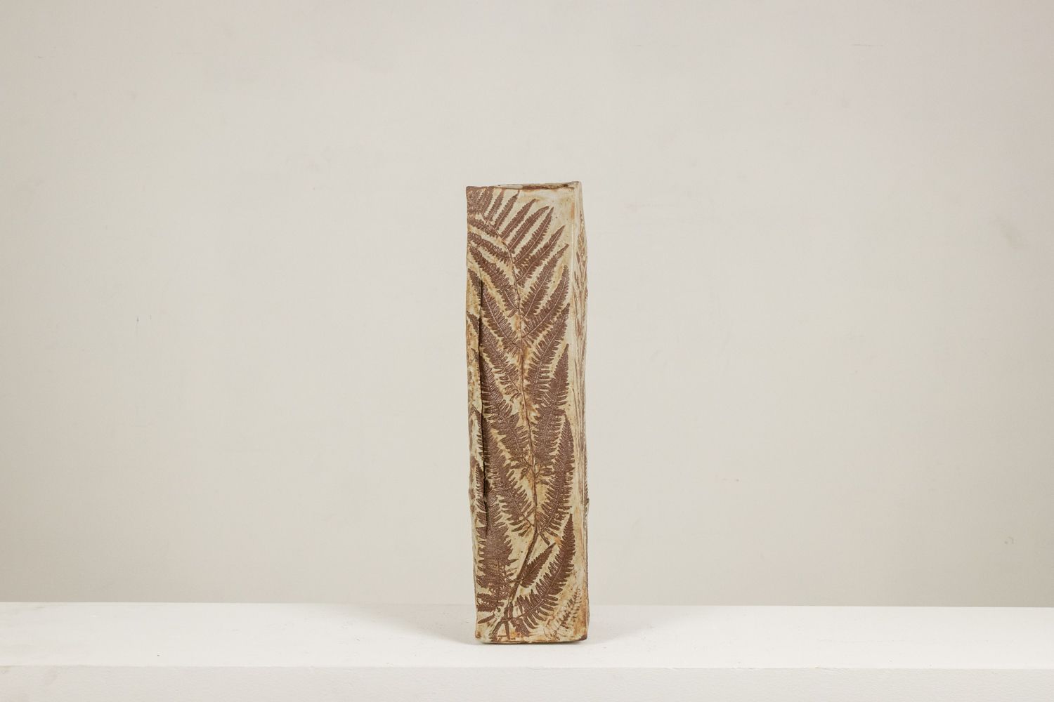 Brutalist Style Stoneware Vase With Plant Decoration. 1970s. photo furniture