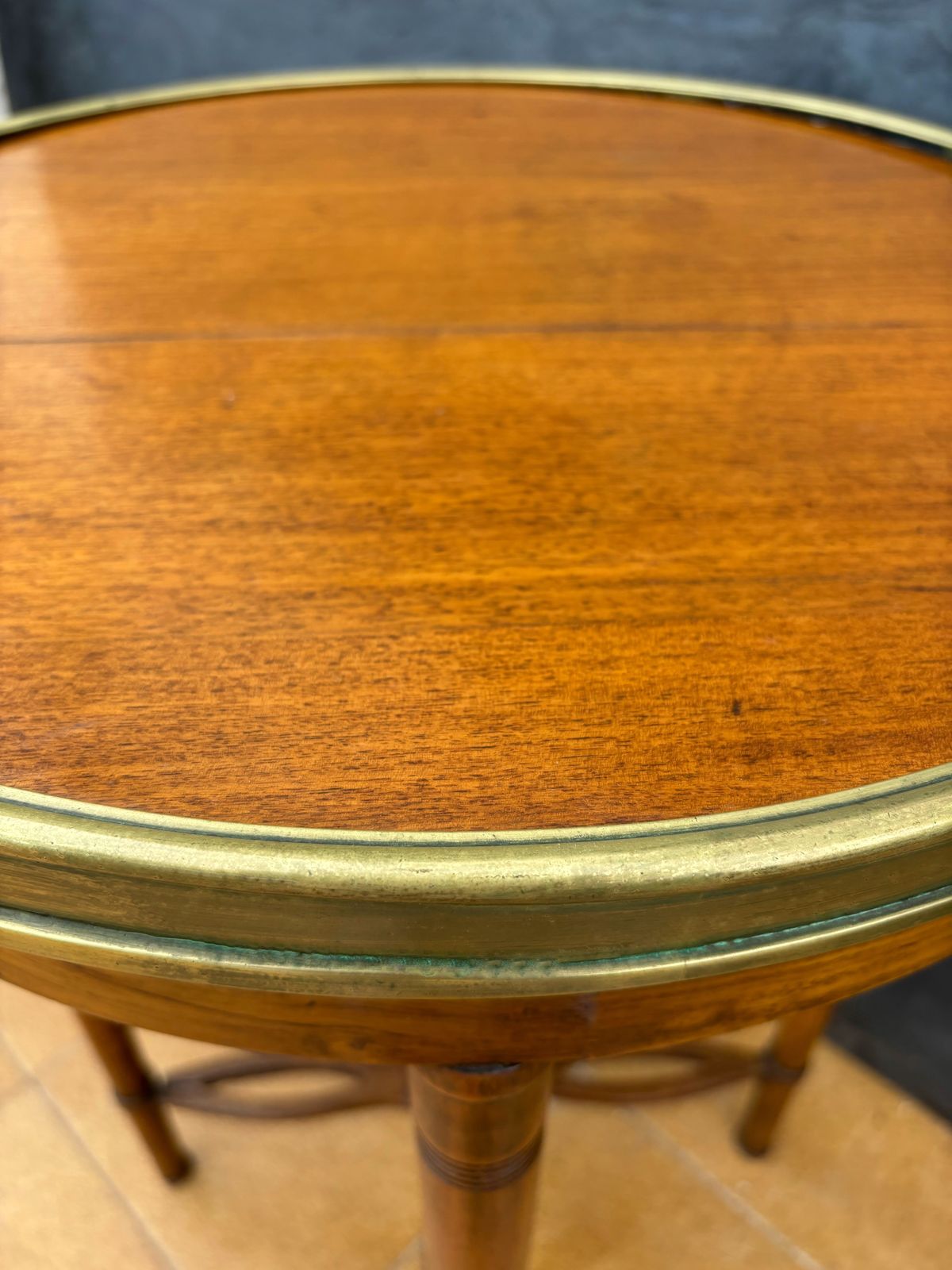 French Louis XVI Style Gueridon Table With Brass Gallery, 1930s photo furniture