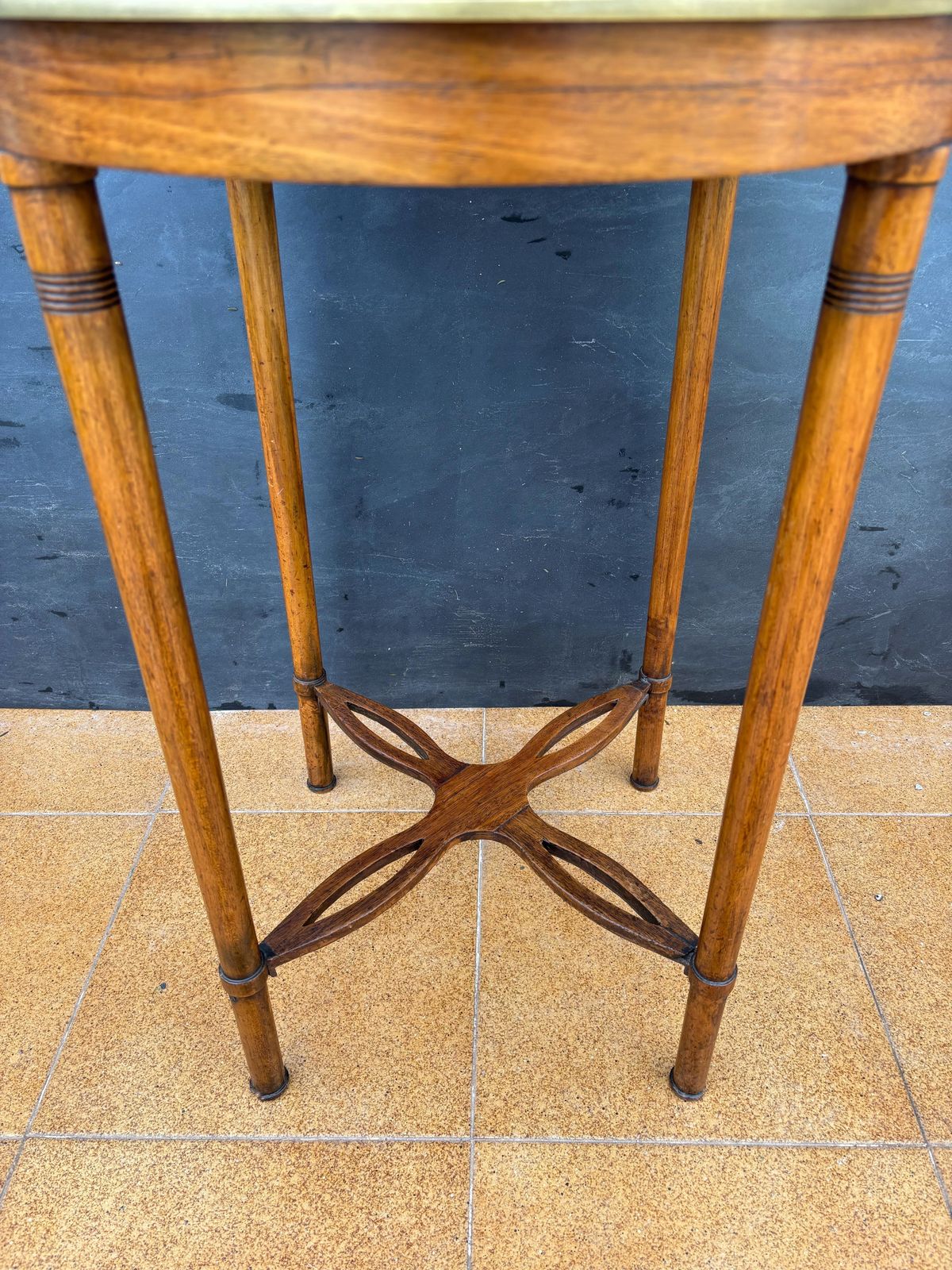 French Louis XVI Style Gueridon Table With Brass Gallery, 1930s photo buy