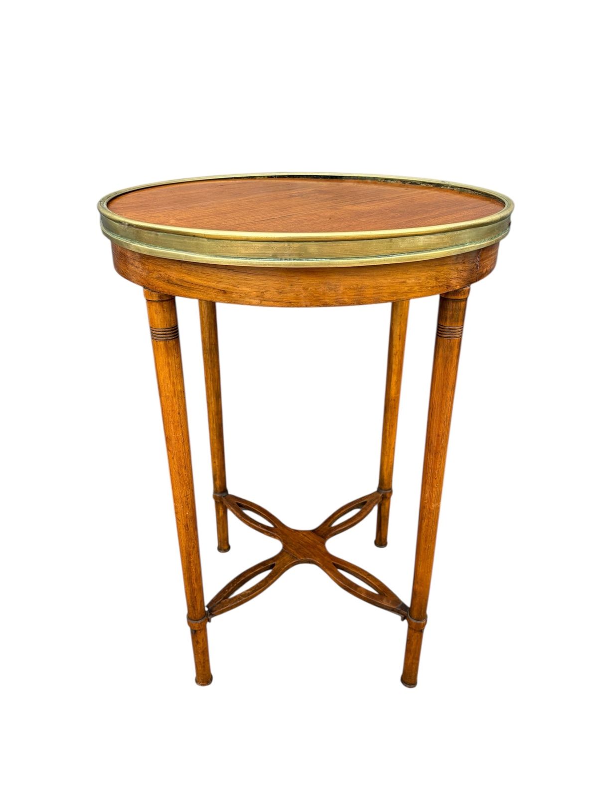 French Louis XVI Style Gueridon Table With Brass Gallery, 1930s