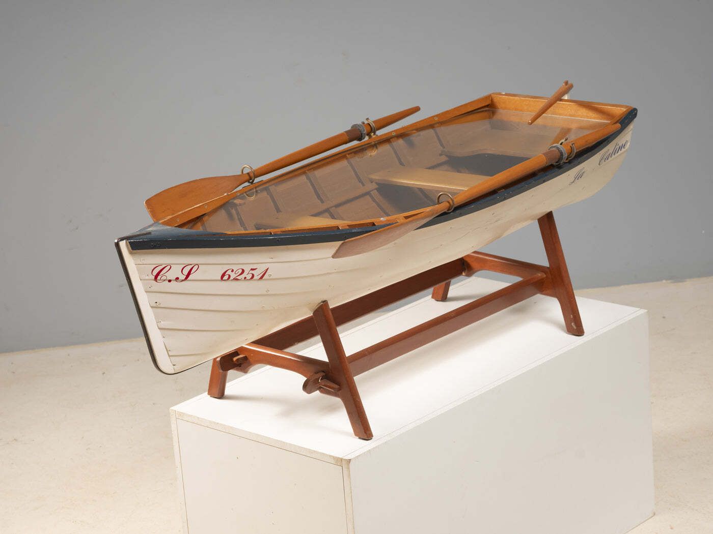 photo furniture Reimagined Boat Form Coffee Table With Glass Top, Contemporary Design (Post 2000)