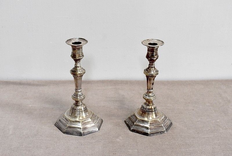 Pair Of Octagonal Candlesticks, 19th