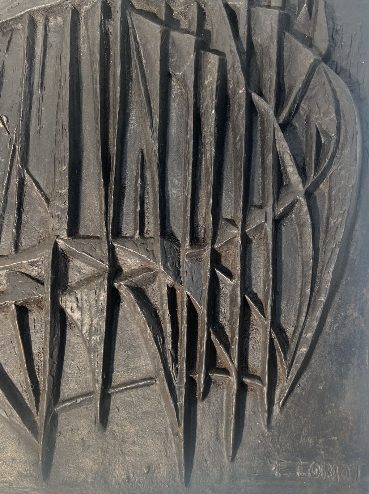 photo for sale “Sailboats” Modernist Cast Iron Fireback Signed F.Loriot