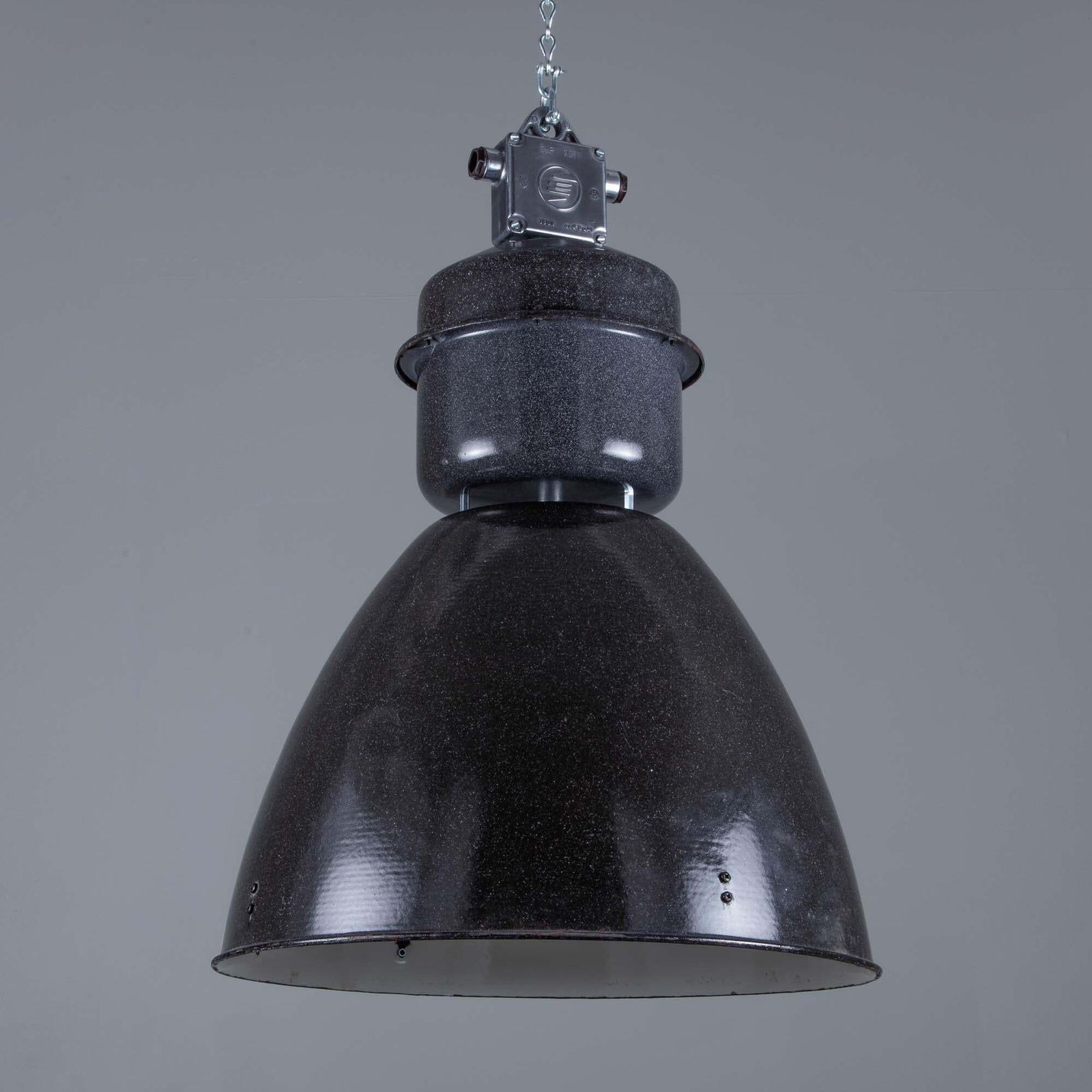 Large Industrial Black Enamel Pendant By Elektrosvit, Czechoslovakia, 1960s photo 686.0
