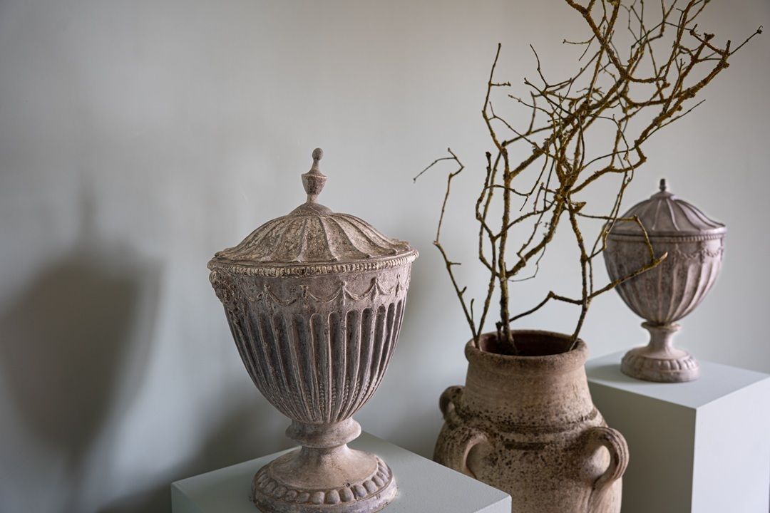 Near Pair Of Heavy Garden Lead Urns photo 1710.0