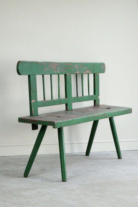 Green Painted European Bench, 1800s photo Furniture