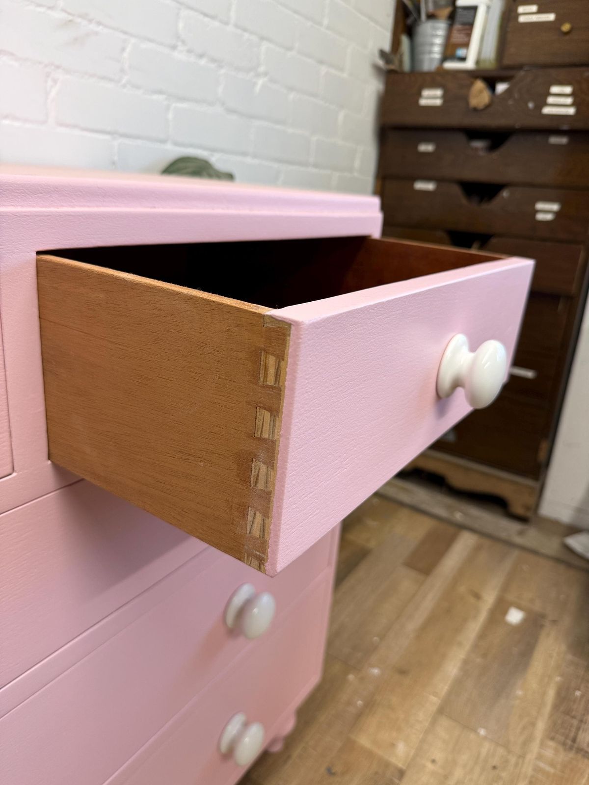 Blush Pink Chest Of Drawers | Professionally Refurbished photo vintage