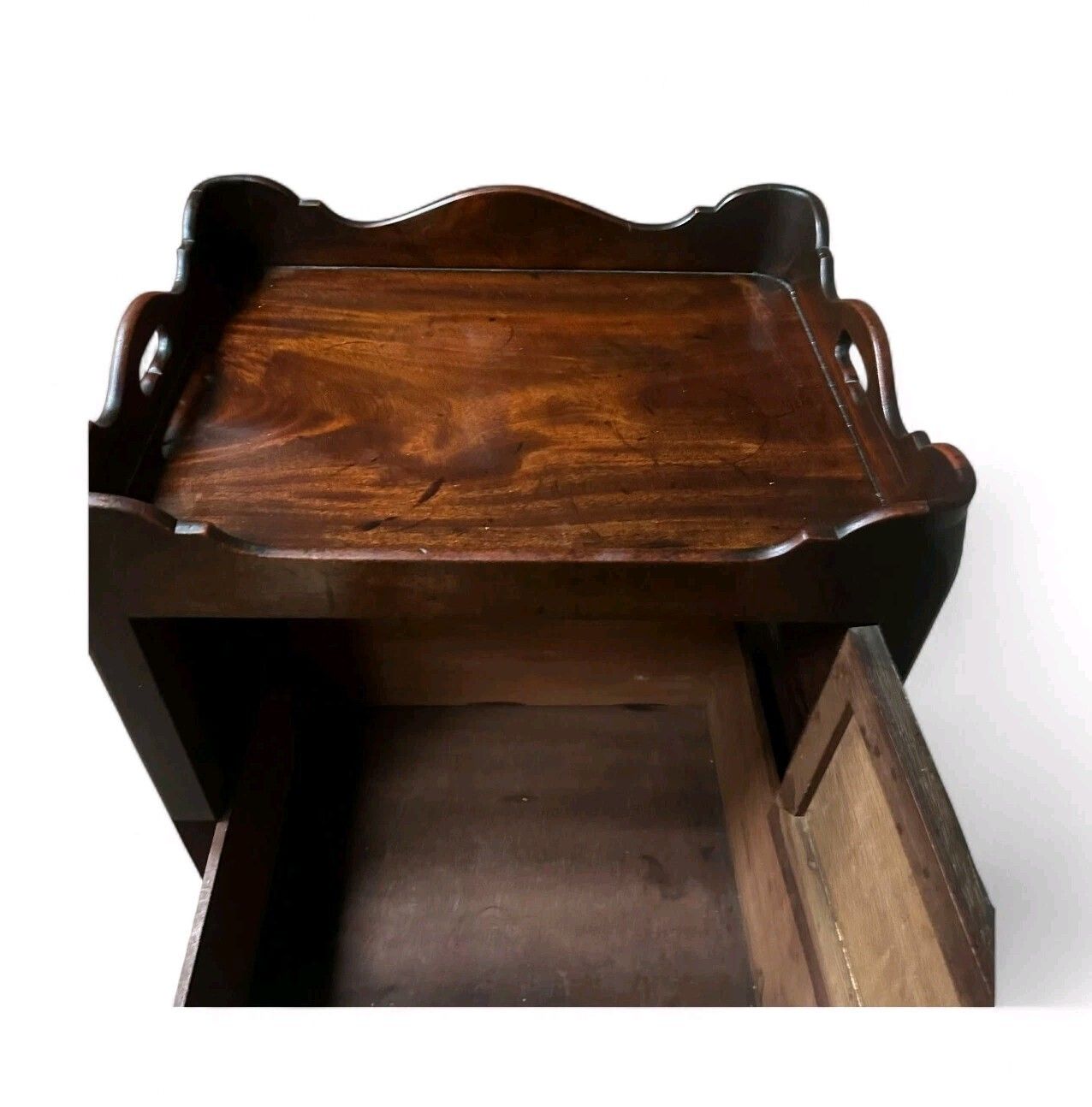 Antique  18th Century George III Period Mahogany Tray Top Bedside Cupboard photo 695.0