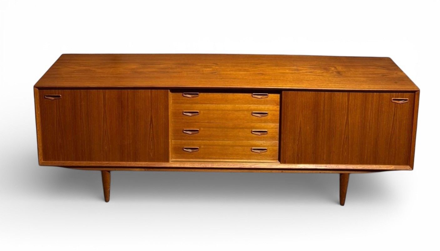 Furniture Danish Clausen And Sons Teak Sideboard Mid Century Sliding Doors Rare C1960s photo