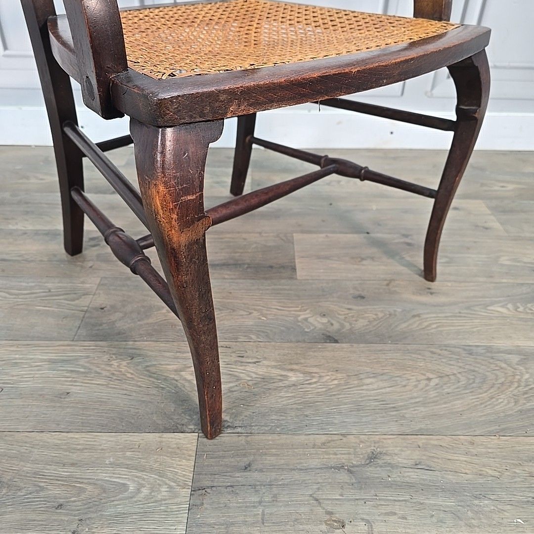 Antique Mahogany Elbow Chair Cane Seat Armchair – Georgian / Edwardian Style photo for sale