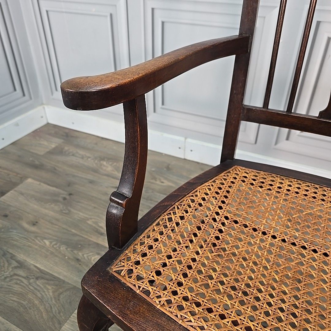 Antique Mahogany Elbow Chair Cane Seat Armchair – Georgian / Edwardian Style photo vintage