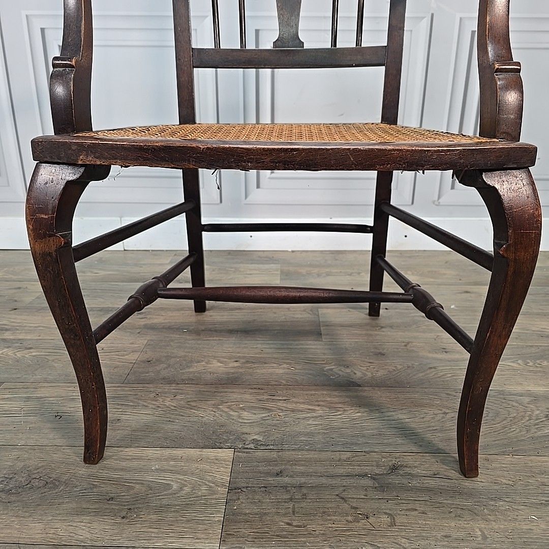 photo furniture Antique Mahogany Elbow Chair Cane Seat Armchair – Georgian / Edwardian Style