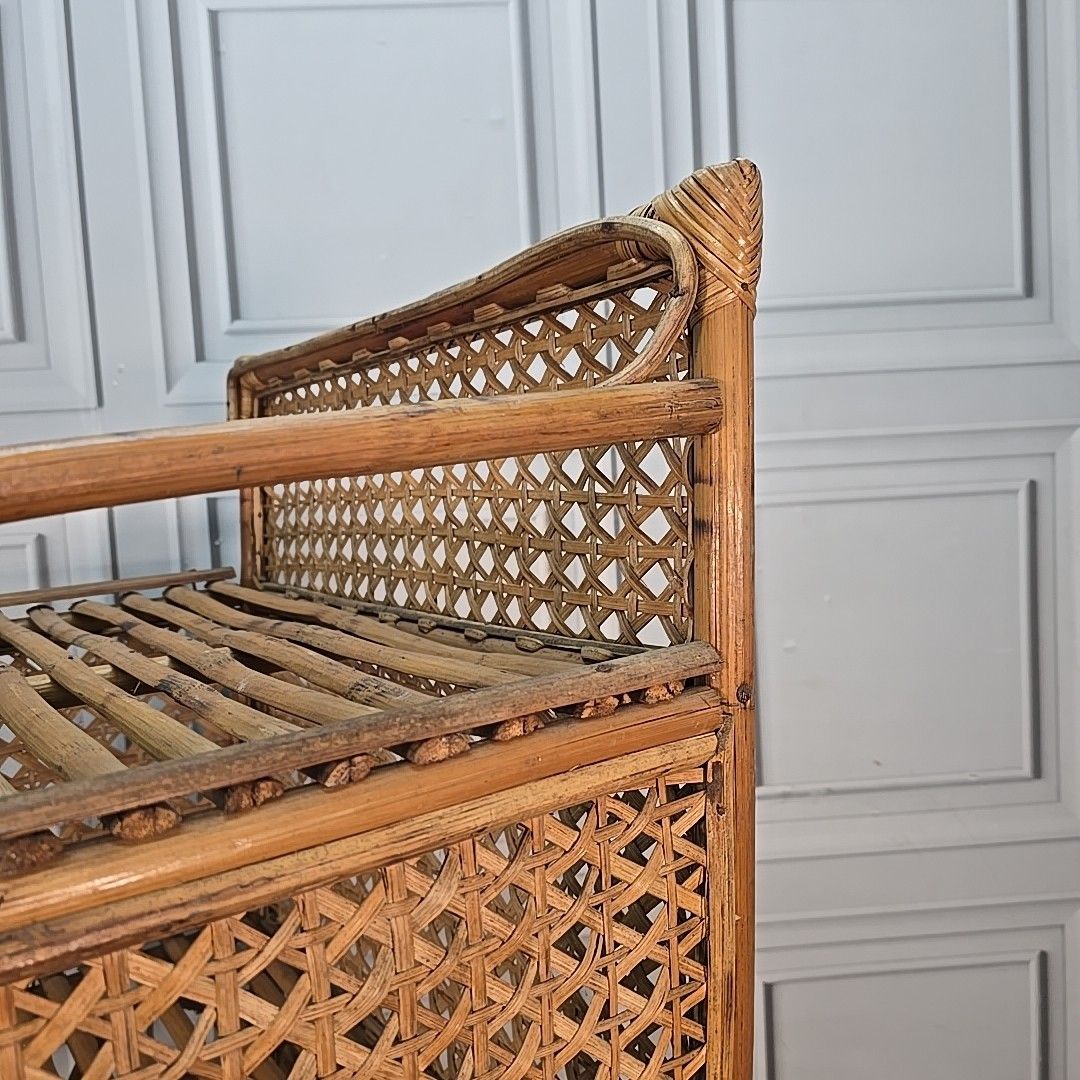 photo buy Retro Vintage Bookcase Rattan & Wicker Shelving Unit – Boho Cane Mid Century Mcm