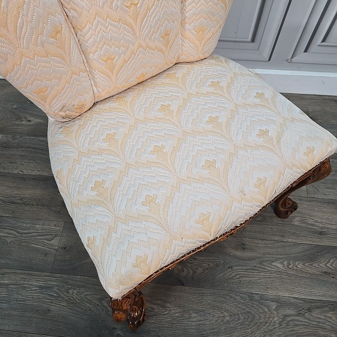 Antique Style Carved Shell Back Chair – Bedroom Slipper Seat Cabriole Queen Anne photo Furniture