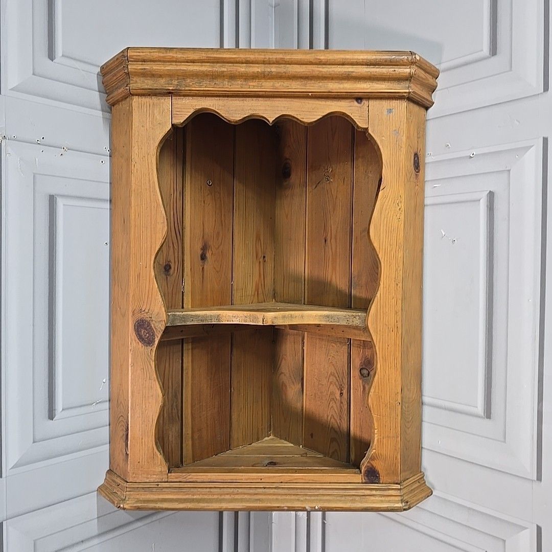 Retro Corner Wall Shelf Vintage Rustic Solid Pine – Country Kitchen Shelving photo Furniture