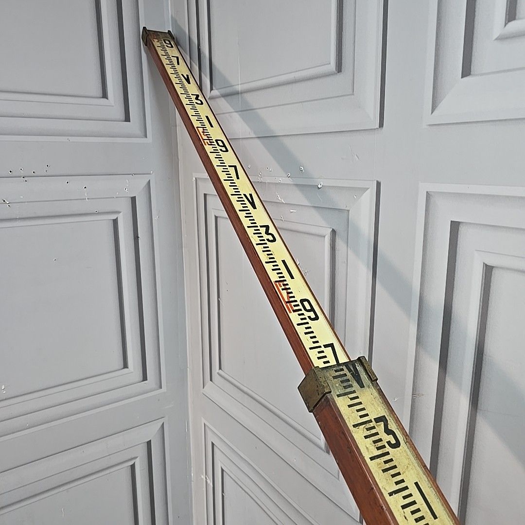 Antique Wood & Brass Surveyor’s Rod Measuring Staff – Halden & Co Of Manchester photo for sale