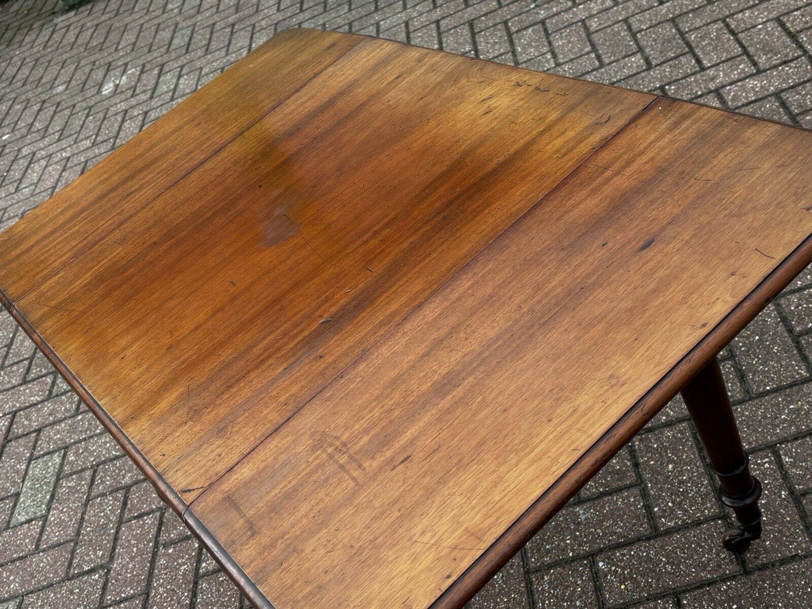 photo for sale Victorian Mahogany Pembroke Drop Leaf Side Table, Lamp Table, Brass Castors.