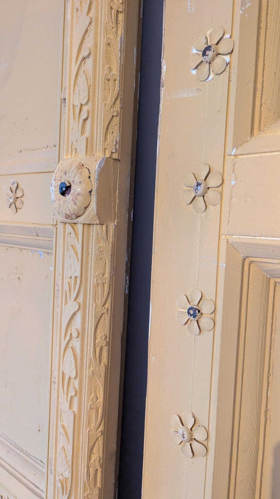 2 X Tall, Rustic, Reclaimed, Yellow Indian Doors (Sold As A Pair) photo vinterior