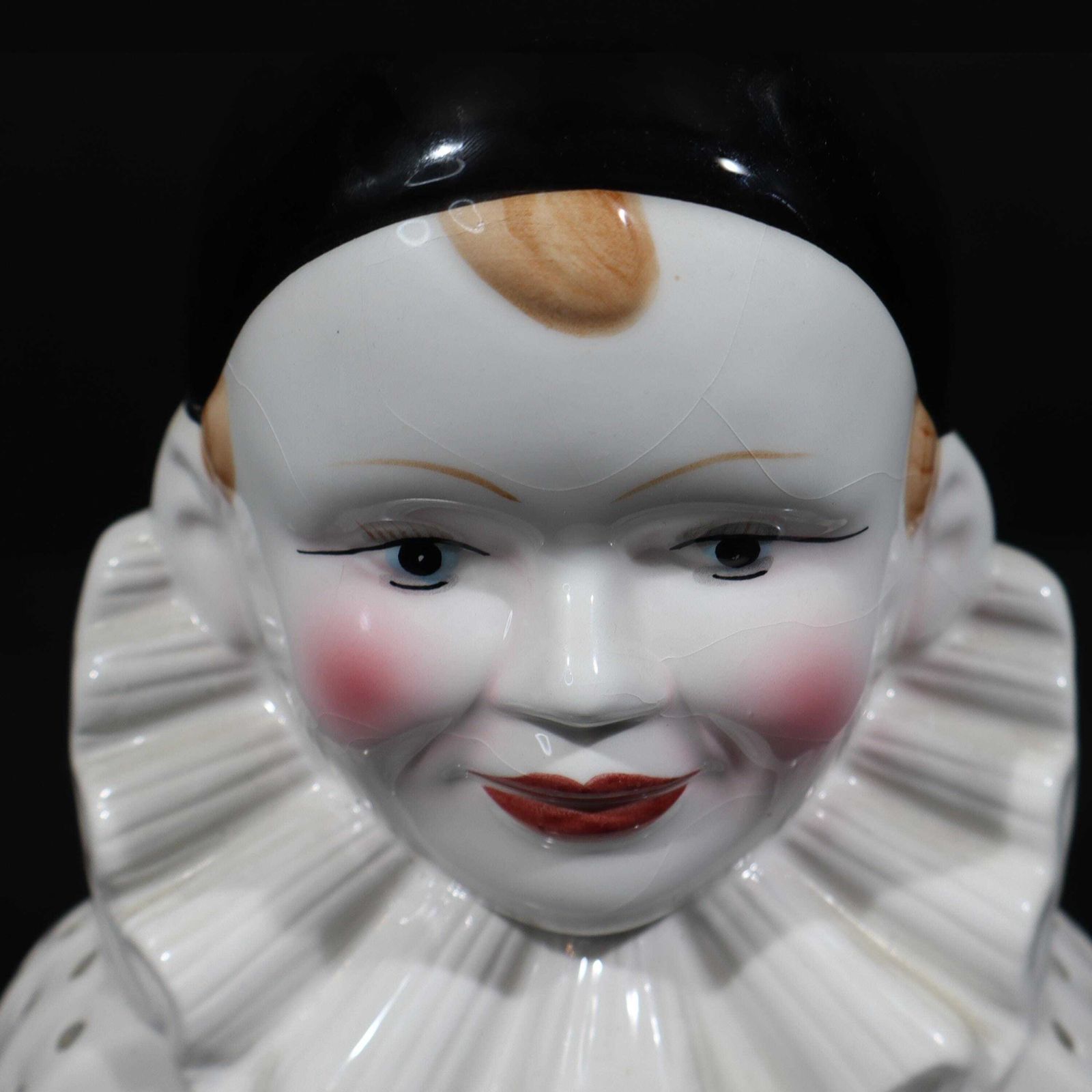 photo furniture French Ceramic Pierrot Gourmand Lollipop Stand, Clown Bust, 1970s