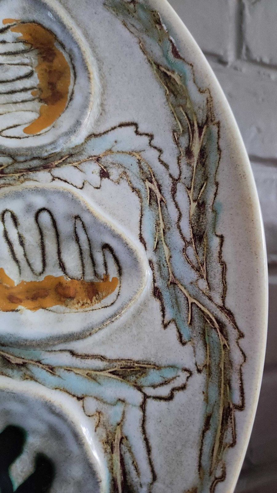 Home Decor Mid Century Modern French Oyster Platter With Sea Decor In Pornic Pottery photo