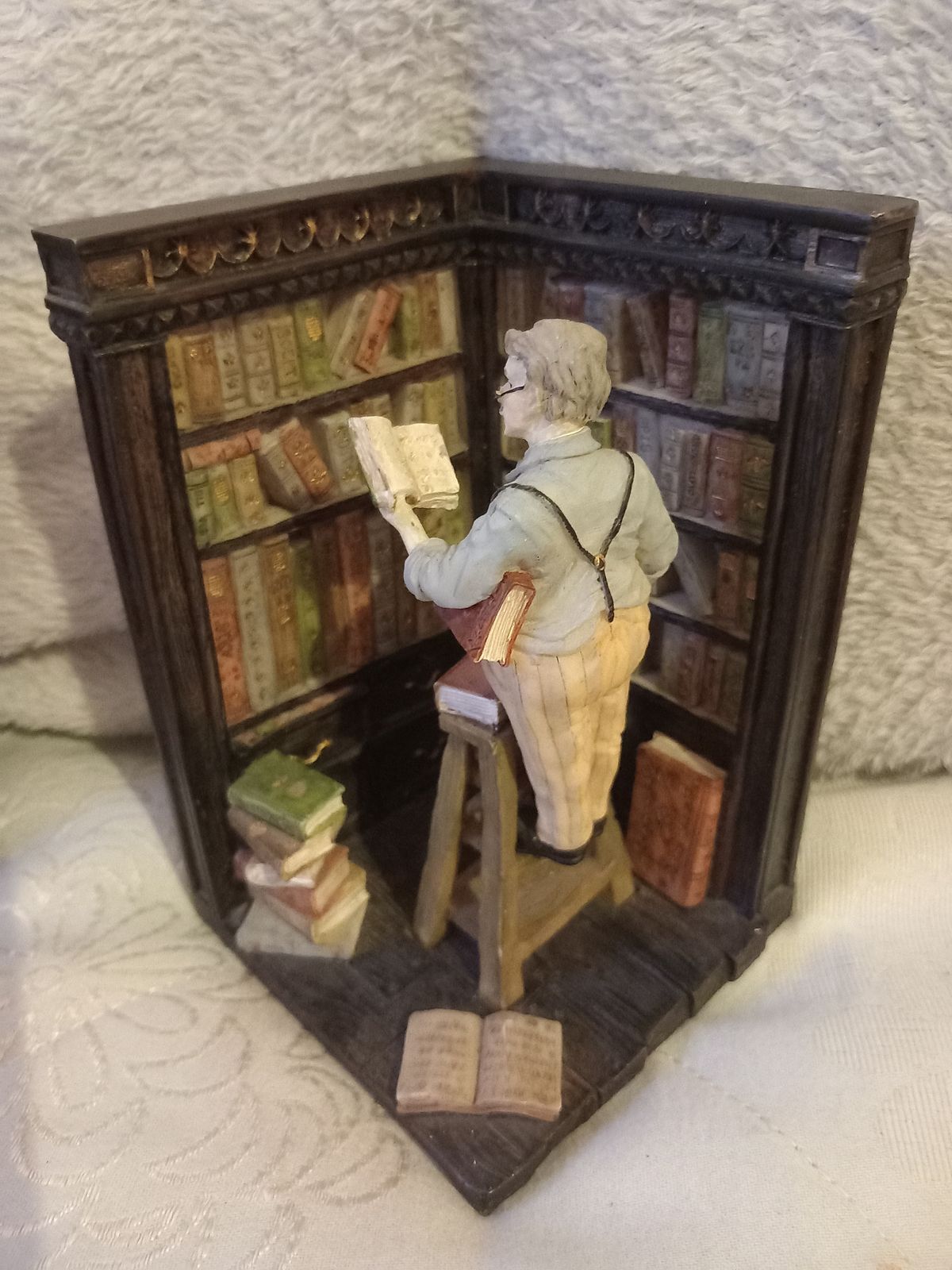 Library Themed Bookends. Male & Female Sculpture U.K 1970s photo furniture